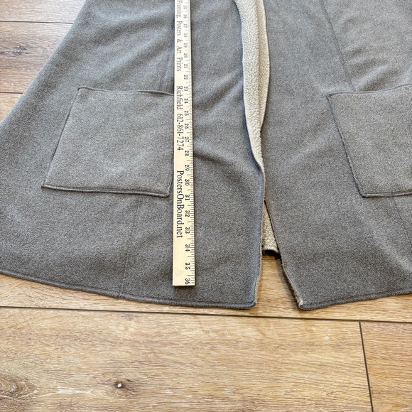 Cameleon Sylvia Vest Taupe & Cream Sherpa Lined Open Front Large Lagenlook Tunic - Picture 6 of 12